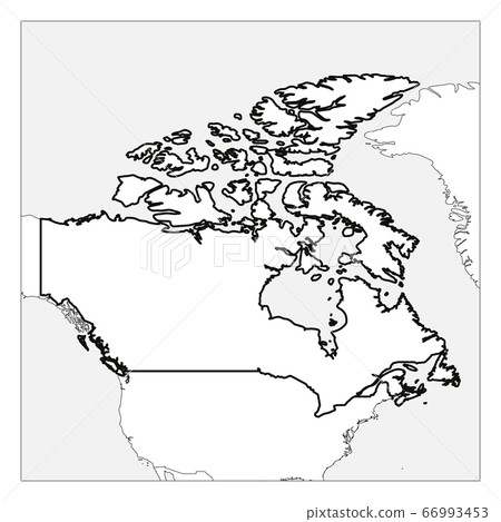 Map of Canada black thick outline highlighted with neighbor countries 66993453