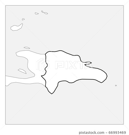 Map of Dominican Republic black thick outline highlighted with neighbor countries 66993469