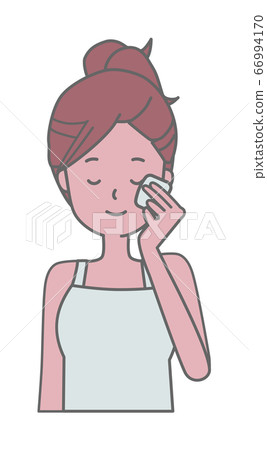 一個女人用棉花卸妝的插圖 66994170