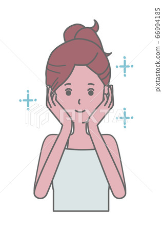 Illustration of woman rejoicing with beautiful skin Illustration of woman rejoicing with beautiful skin 66994185