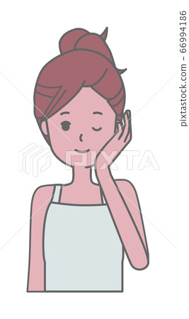 Beauty illustration of a woman winking with her hand on her cheek Beauty illustration of a woman winking with her hand on her cheek 66994186