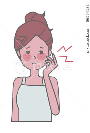 Illustration of woman suffering from redness of rough skin 66994188