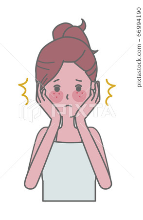 Illustration of a woman who is shocked by rough skin Illustration of a woman who is shocked by rough skin 66994190