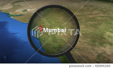 Mumbai city being found on the map, 3d rendering Mumbai city being found on the map, 3d rendering 66994260