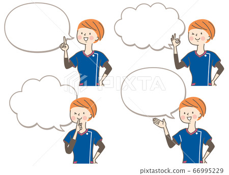 Speech bubble with cute female instructor facial expression variations Speech bubble with cute female instructor facial expression variations 66995229