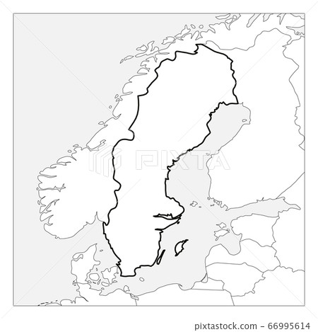 Map of Sweden black thick outline highlighted with neighbor countries Map of Sweden black thick outline highlighted with neighbor countries 66995614