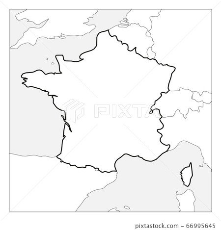 Map of France black thick outline highlighted with neighbor countries 66995645