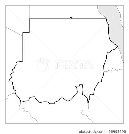 Map of Sudan black thick outline highlighted... - Stock Illustration ...
