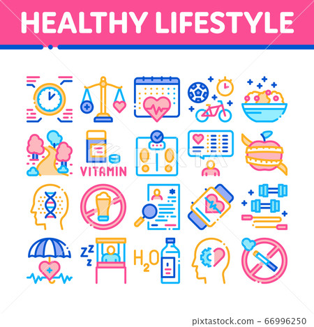 Healthy Lifestyle Collection Icons Set Vector-插圖素材 [66996250] - PIXTA圖庫