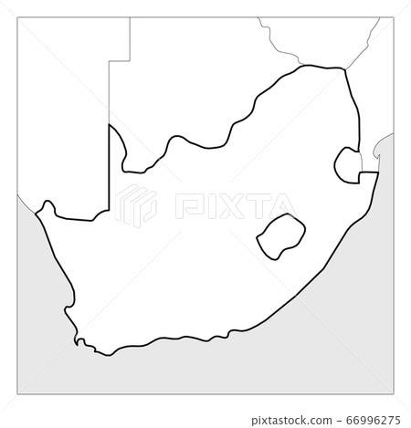Map of South Africa black thick outline highlighted with neighbor countries 66996275
