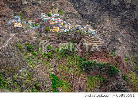 Fontainhas village and terrace fields in Santo 66996591