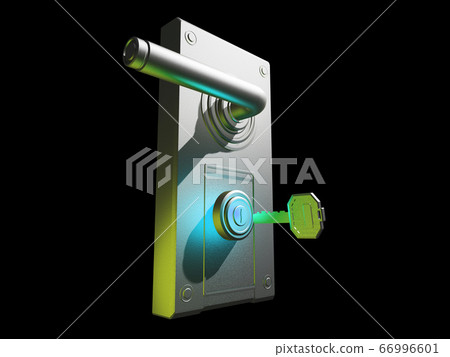 門把手和鑰匙（安全圖像黑色背景） 66996601