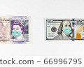 US dollar and Multi Currency with mask indicating COVID affects 66996795