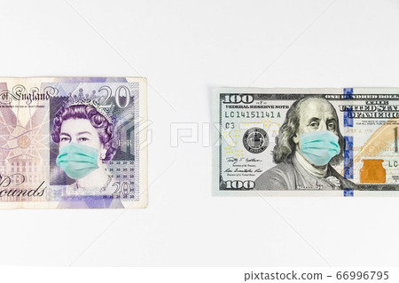 US dollar and Multi Currency with mask indicating COVID affects 66996795