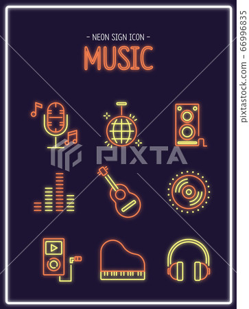 Neon Sign Music Icon Stock Illustration