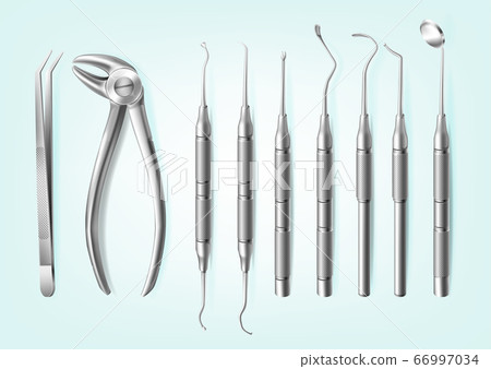 Realistic stainless steel professional dental tools for teeth 66997034