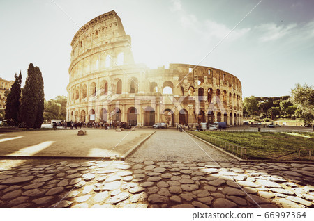 Colosseum in Rome and morning sun, Italy Colosseum in Rome and morning sun, Italy 66997364