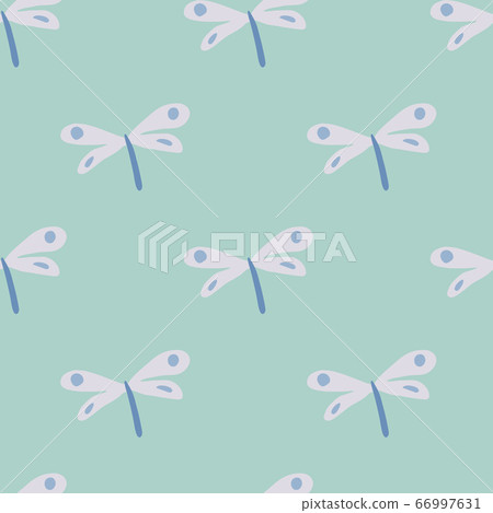 Cute dragonfly seamless pattern on green - Stock Illustration [66997631 ...