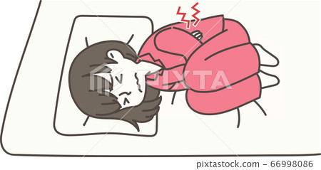 Girl suffering from stomachache Girl suffering from stomachache 66998086