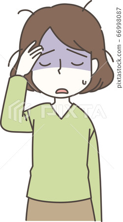 疲倦的女人抱著她的頭 疲倦的女人抱著她的頭 66998087