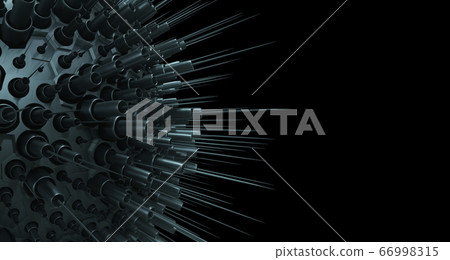 Sci-Fi Spiked Sphere Isolated On Black Background. Sci-Fi Spiked Sphere Isolated On Black Background. 66998315