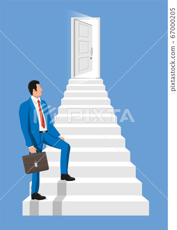 Businessmen walk up stairs to the door. Businessmen walk up stairs to the door. 67000205