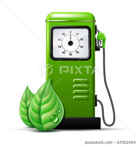 Green bright Gas station pump with fuel nozzle... - Stock Illustration ...