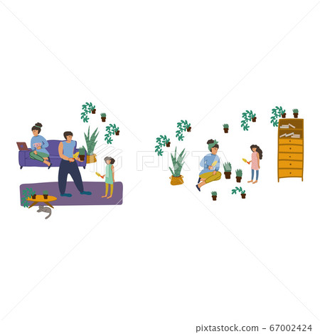 Hand-drawn set of illustrations, teach your daughter household chores. A set of people in a home environment to do things at home. Home schooling. Sit at home. Vector illustration Hand-drawn set of illustrations, teach your daughter household chores. A set of people in a home environment to do things at home. Home schooling. Sit at home. Vector illustration 67002424
