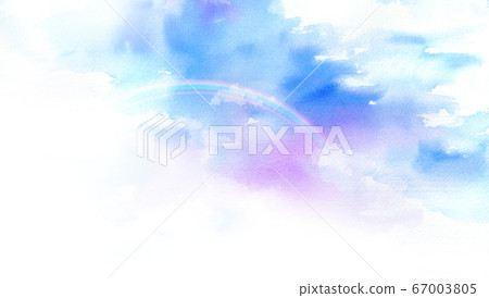 雨後的彩虹水彩插圖的天空 雨後的彩虹水彩插圖的天空 67003805