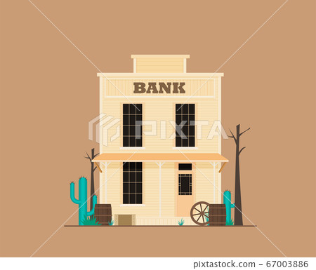 Western town bank in flat design style isolated on Western town bank in flat design style isolated on 67003886