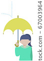 一個女孩用一把雨傘的插畫材料 67003964