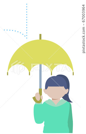 一個女孩用一把雨傘的插畫材料 67003964
