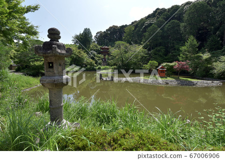 Joruriji Temple with a view of the triple tower from the main hall Joruriji Temple with a view of the triple tower from the main hall 67006906