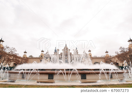 The magic fountain of Montjuic, on the hill of Montjuic in Barcelona, Spain The magic fountain of Montjuic, on the hill of Montjuic in Barcelona, Spain 67007273