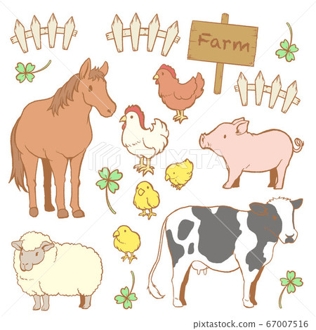牧場動物集 插圖素材 圖庫