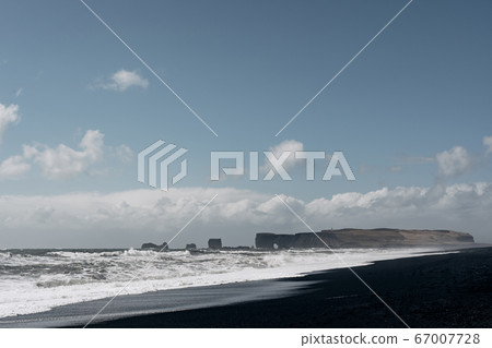 Iceland landscape, popular landmark Black Sand Beach in Vik, Iceland Iceland landscape, popular landmark Black Sand Beach in Vik, Iceland 67007728