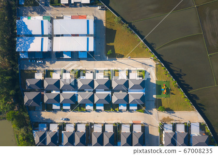 Housing estate and construction work in aerial Housing estate and construction work in aerial 67008235