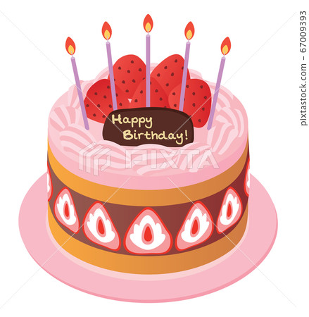 Strawberry birthday cake strawberry cream - Stock Illustration ...