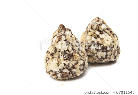 chocolate truffles in waffle isolated 67011545