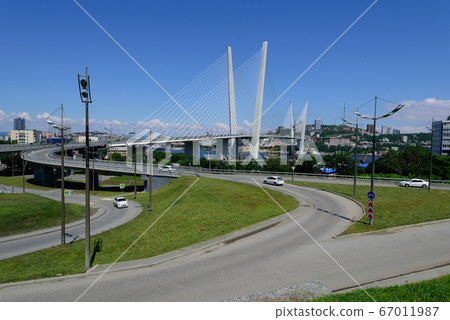 Russia, Vladivostok, View of Golden Bridge over Russia, Vladivostok, View of Golden Bridge over 67011987