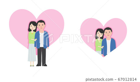 一對即將結婚的年輕夫婦和一個心形圖案2 67012814
