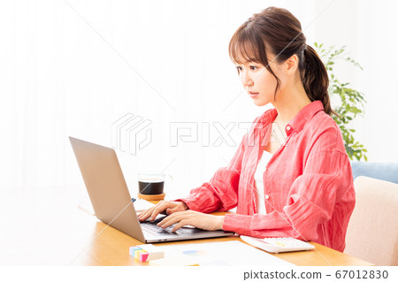 Woman during telework Woman during telework 67012830