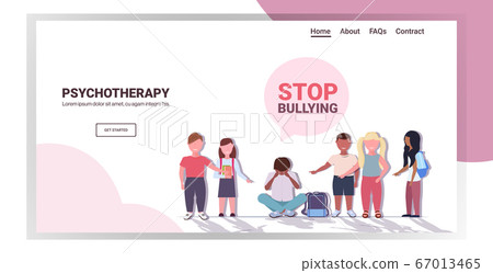 schoolboy being bullied by mix race classmates violence social anxiety stop bullying psychotherapy concept schoolboy being bullied by mix race classmates violence social anxiety stop bullying psychotherapy concept 67013465
