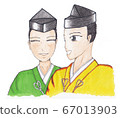 Two young samurai (Kamakura-Muromachi period) color version 67013903
