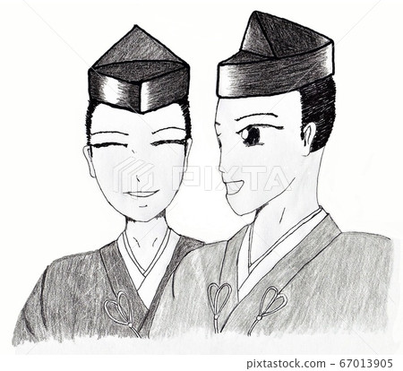 兩名年輕武士（鎌倉室町時代）單色版 67013905