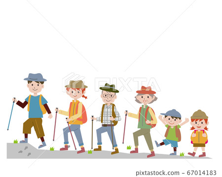 登山與家人 插圖素材 圖庫