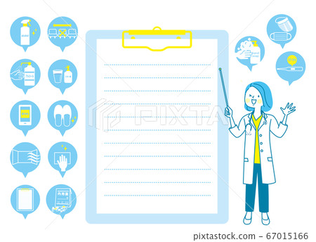 Medical icon and female doctor explaining with... - Stock Illustration ...