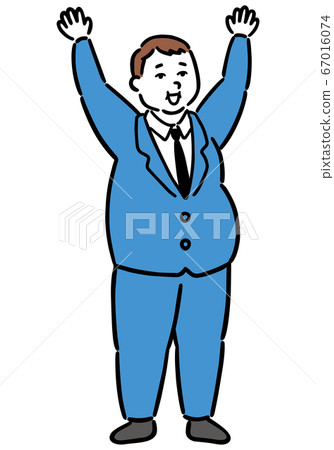 Fat and obese office worker / businessman Banzai 67016074
