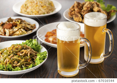Chinese food and beer 67016544