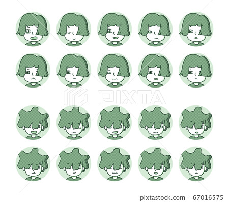Two people icon (green) facial expression variation 4 Two people icon (green) facial expression variation 4 67016575
